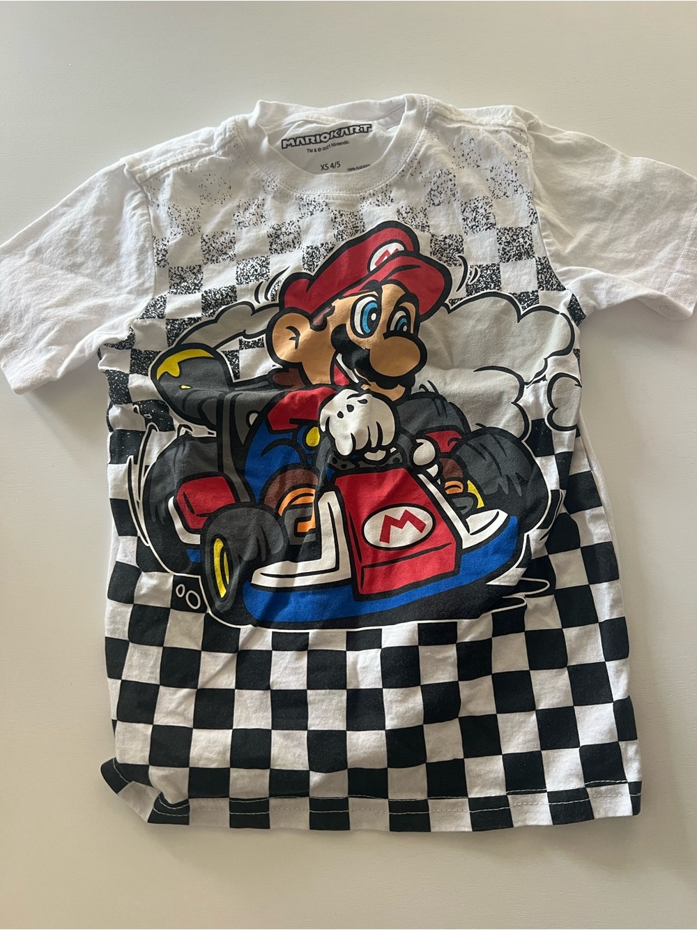Mario Kart white short sleeve Mario tee, 4-5